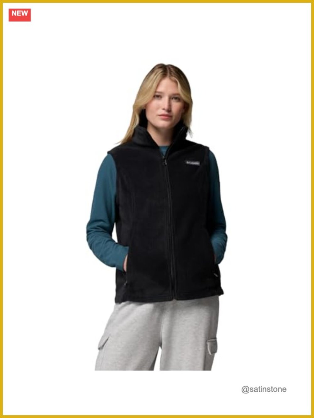 Fleece Vest Sleeveless Lightweight Layering Zippered Pockets Benton Springs